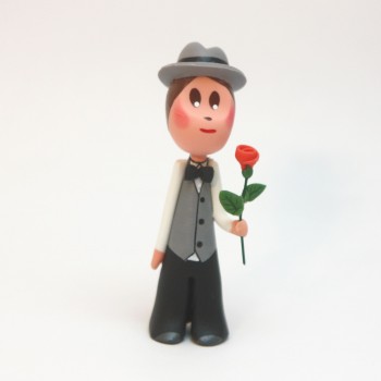 Homme borsalino et sa rose 