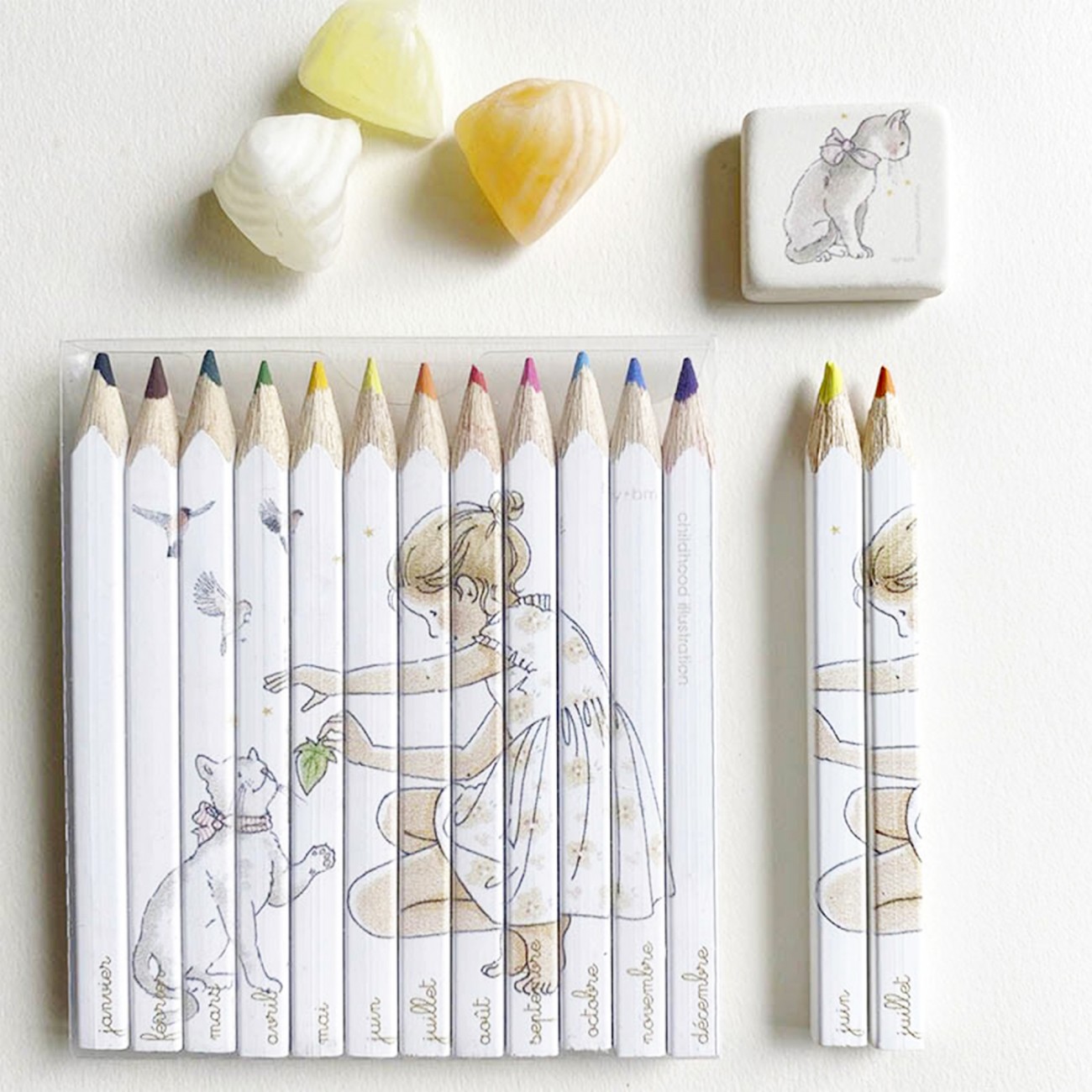 Petit kit gomme et crayons de couleur Petit kit gomme et crayons de couleur