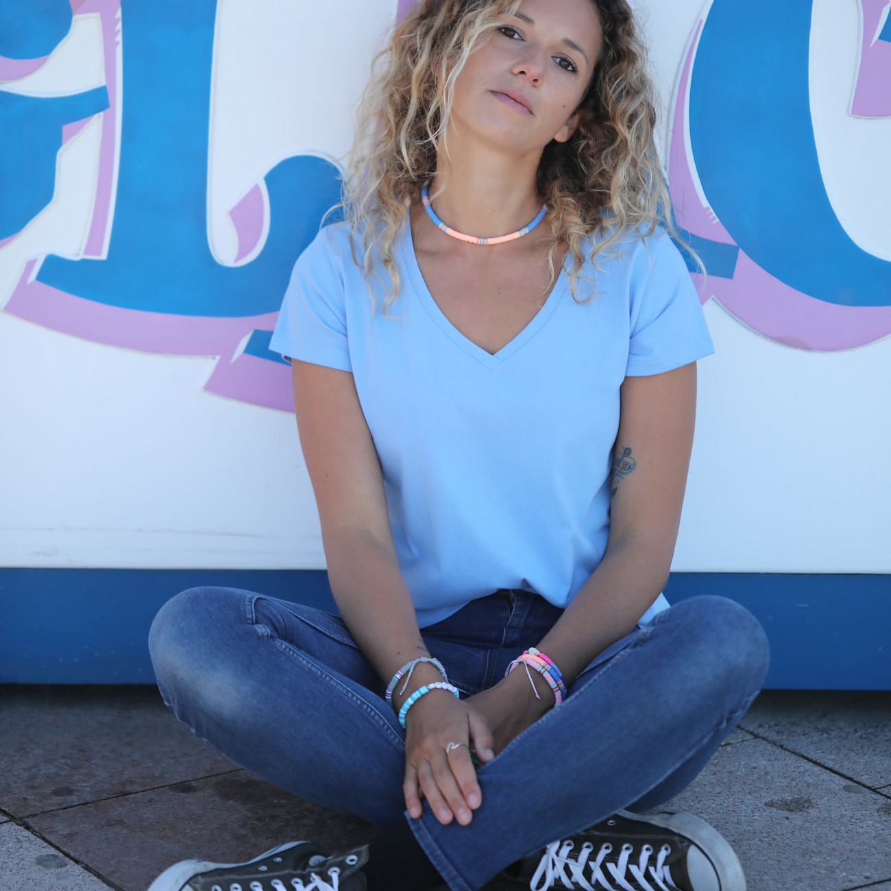 Tee-shirt bleu ciel uni Tee-shirt bleu ciel uni